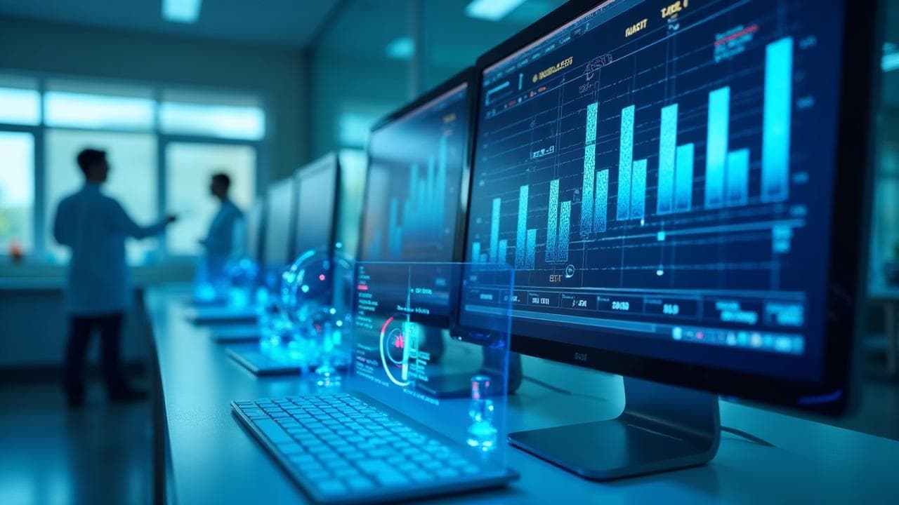 Scientific research visualization with data and analysis